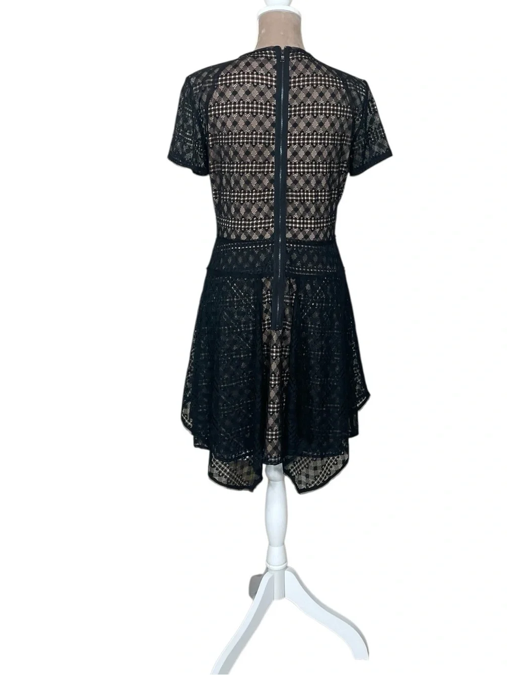 BCBGMaxAzria “Aileen” Black Lace Fit-and-Flare Mini Dress